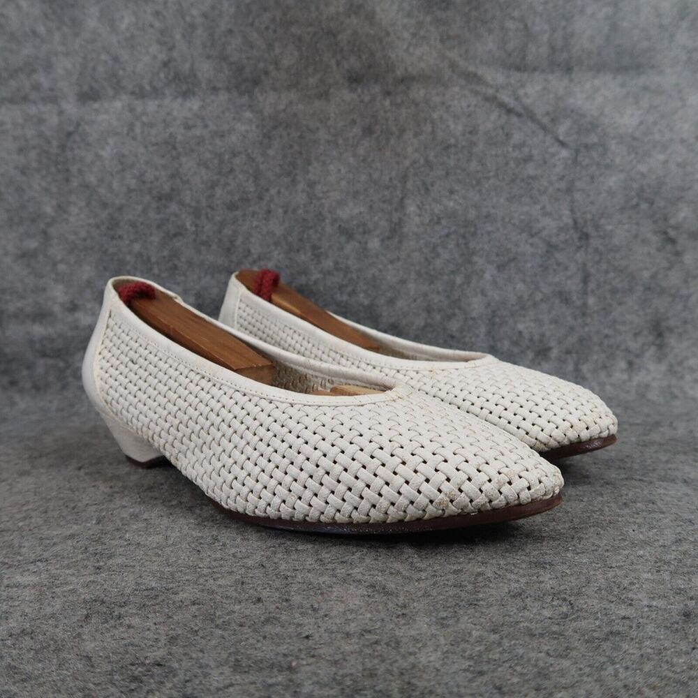 Basic Editions Shoes Womens 6.5 Slip On Loafer Pumps Woven Almond Toe Vintage